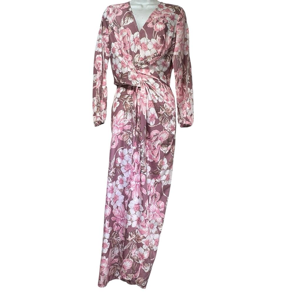 Alexia Admor Pink Floral Wrap Maxi Dress Size S